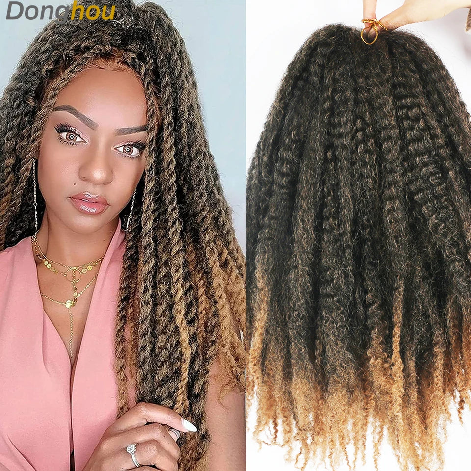 Marley Hair Faux Locs 18inch 100g Afro Kinky Crochet Hair 27 30 33 350 613 Bug 15Colors Ombre Synthetic Cuban Twist Marley Braid