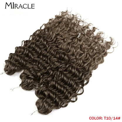 MIRACLE Afro Curly Hair Extensions 20 Inch Twist  Crochet Hair Braids Synthetic Fake Hair Deep Wave Braiding Hair for Women